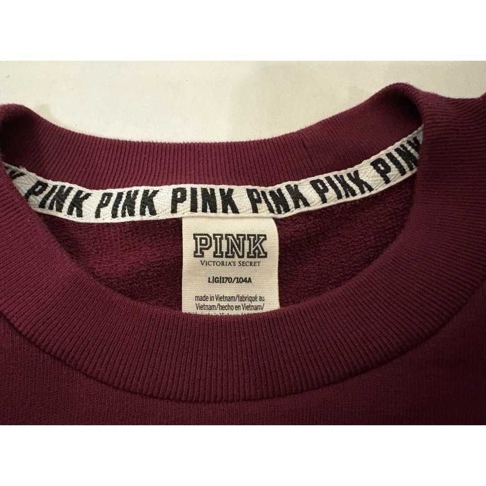 PINK Victoria's Secret Crop Sweatshirt Red Black Women's Large - Picture 10 of 10